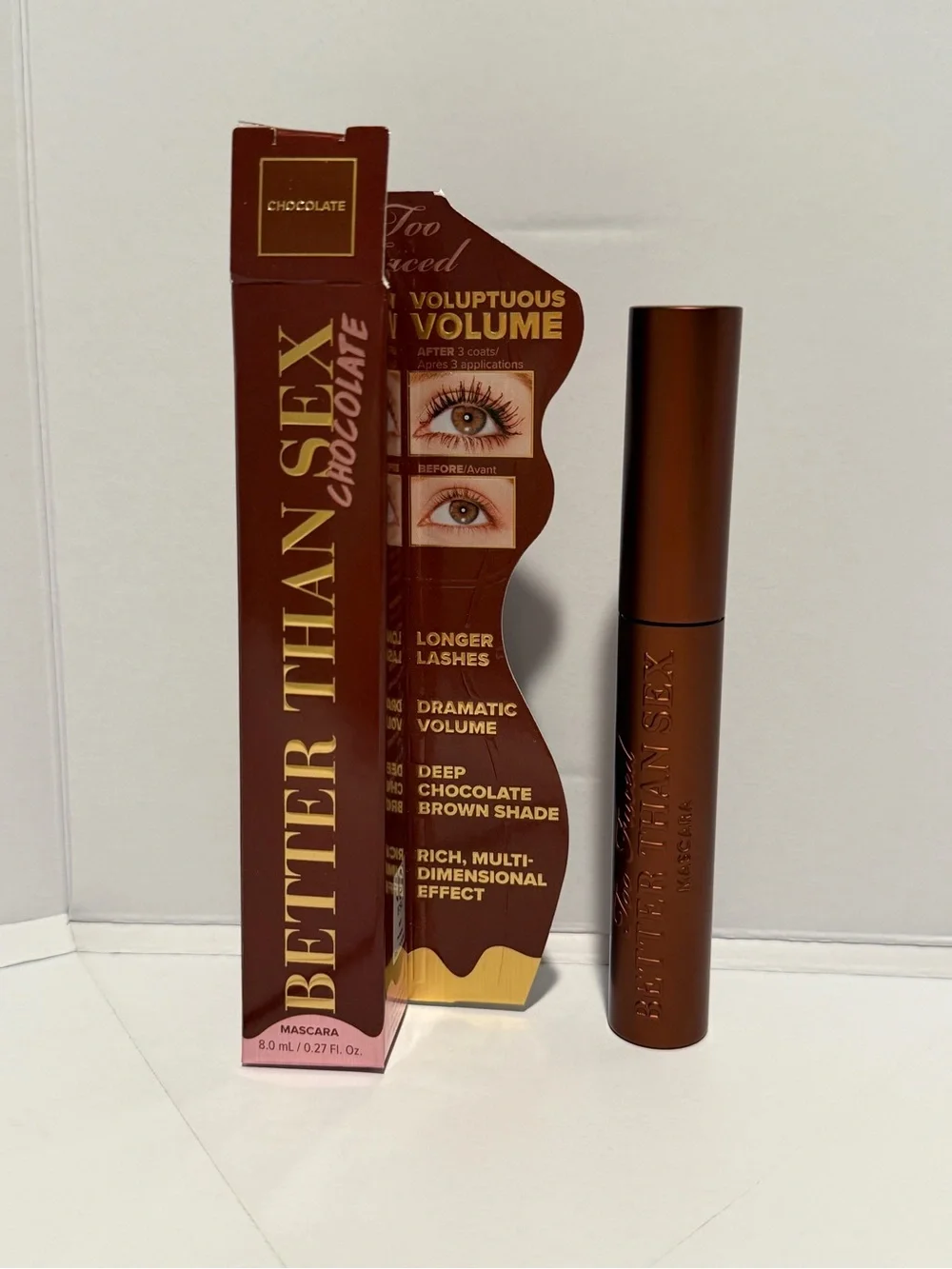 NIB! Too Faced Better Than Sex Mascara CHOCOLATE 0.27oz/8ml